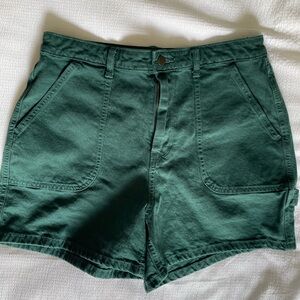Green High Rise Womens Cargo Shorts
